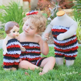 Patriotic Lace Petti Romper