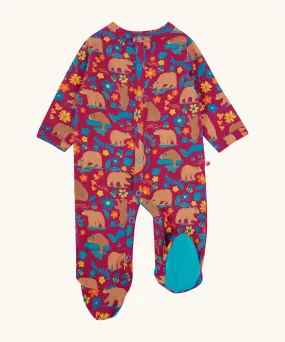 Piccalilly Honey Bear Footed Sleepsuit
