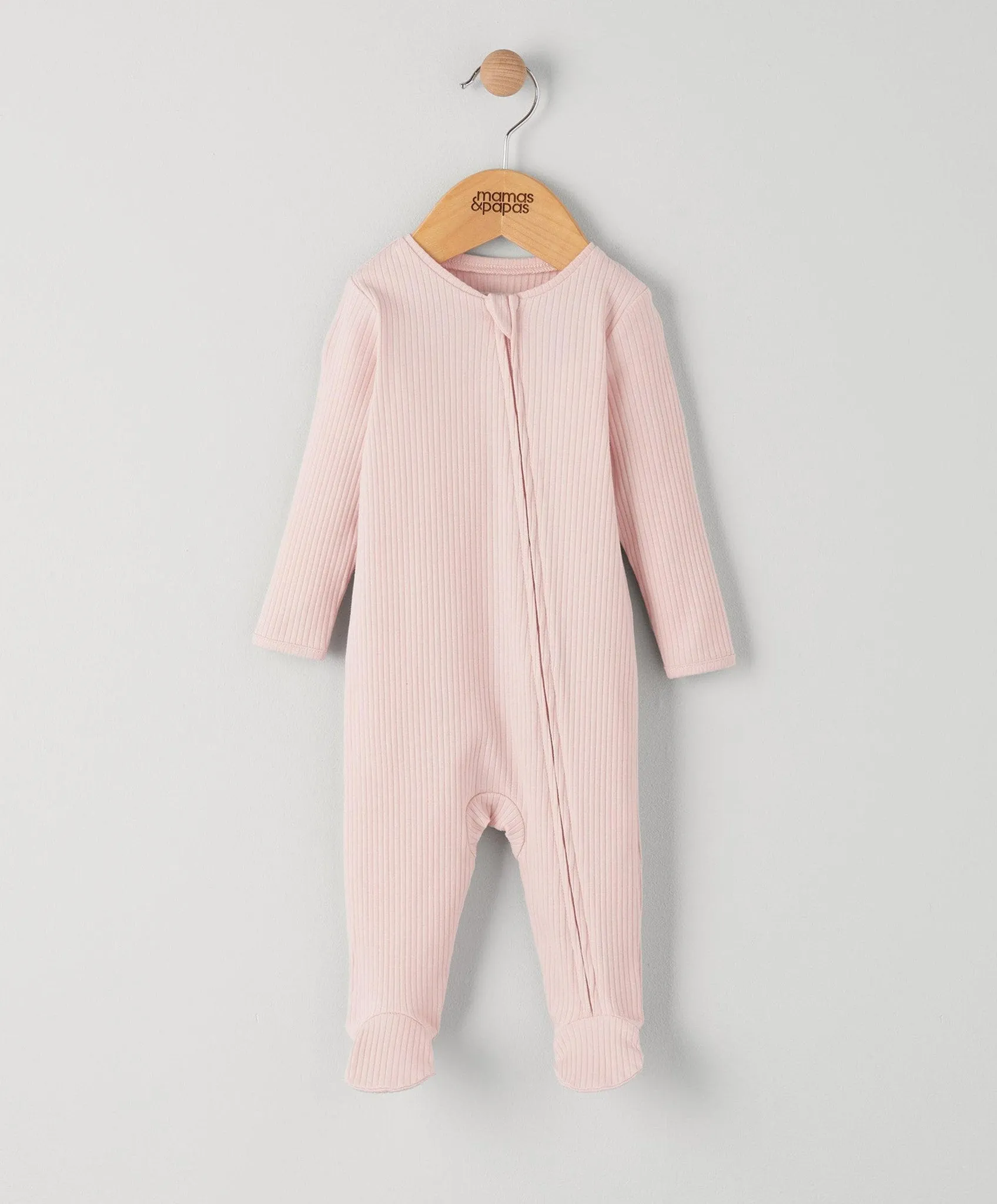 Pink Ribbed Zip Sleepsuit