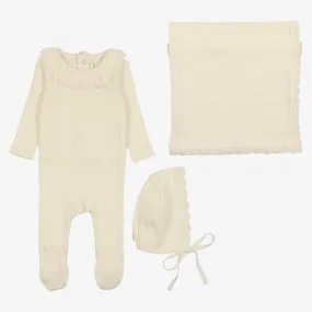 Pointelle Ruffle Take Me Home Set - Milk