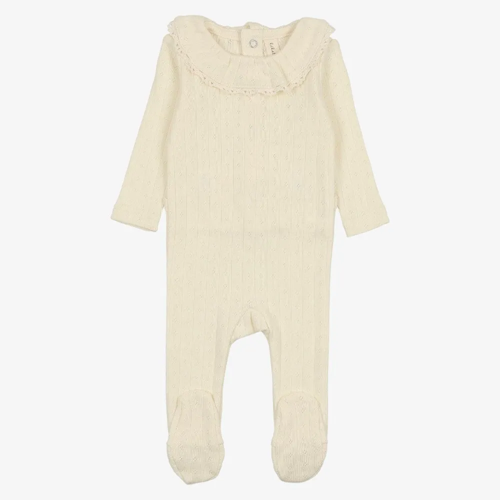 Pointelle Ruffle Take Me Home Set - Milk