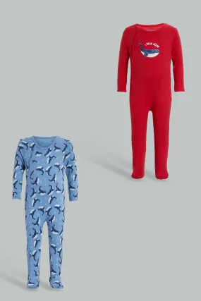 Red And Blue Whale Romper Set (2 Piece)