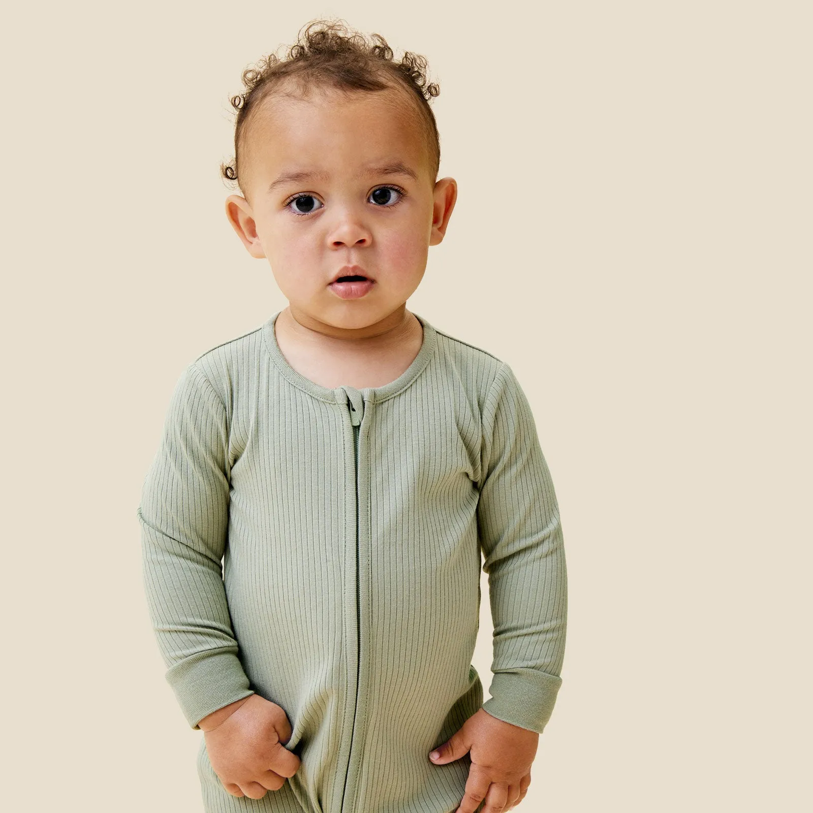 Ribbed Clever Zip Footed Baby Pajamas