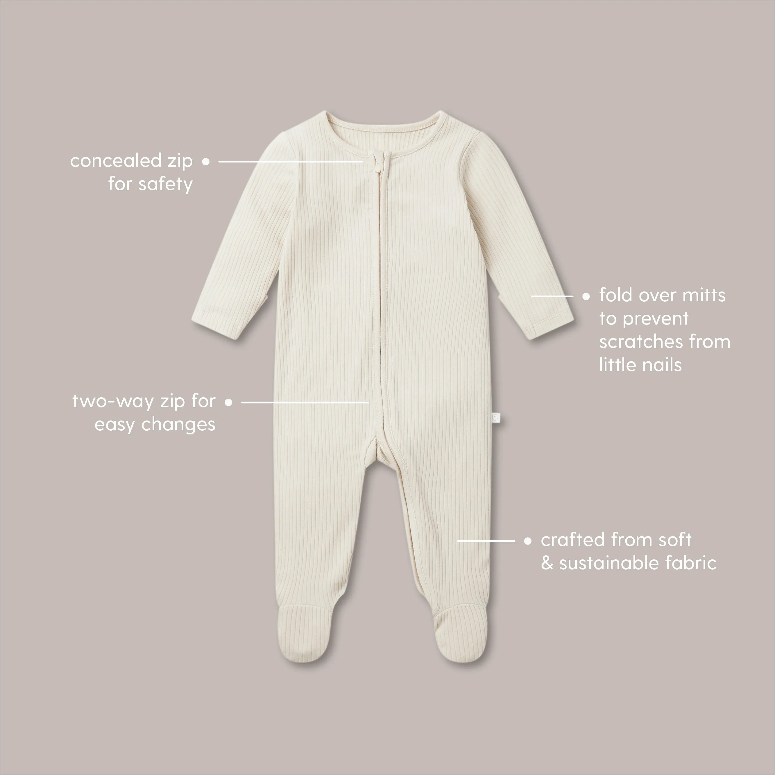 Ribbed Clever Zip Footed Baby Pajamas