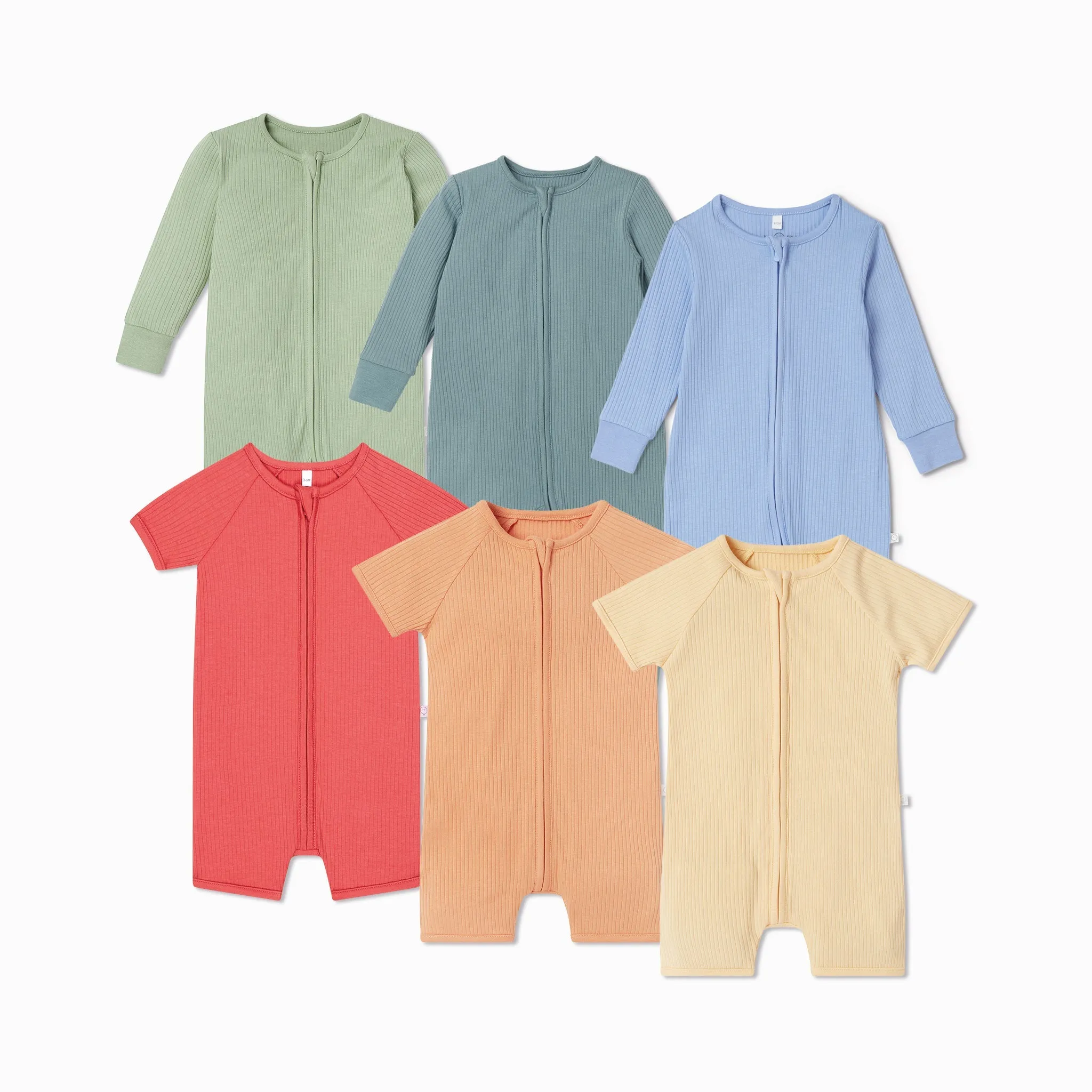 Ribbed Clever Zip Sleepsuit & Summer Sleepsuit 6 Pack