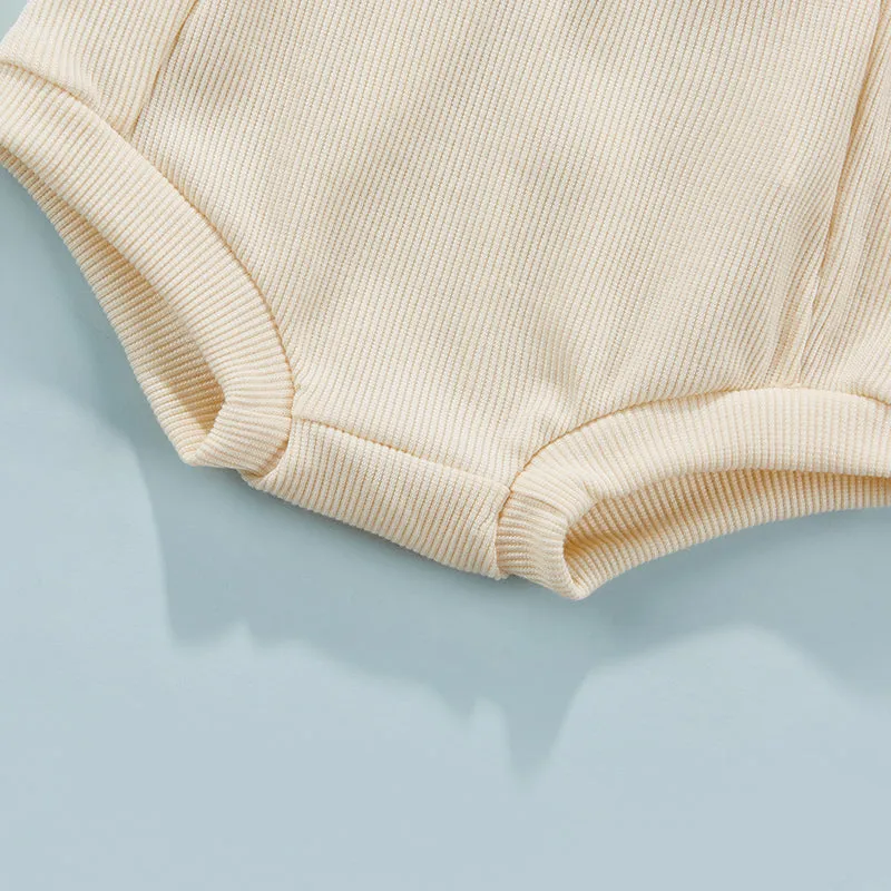Ribbed Solid Sleeveless Suspender Style Romper Overalls