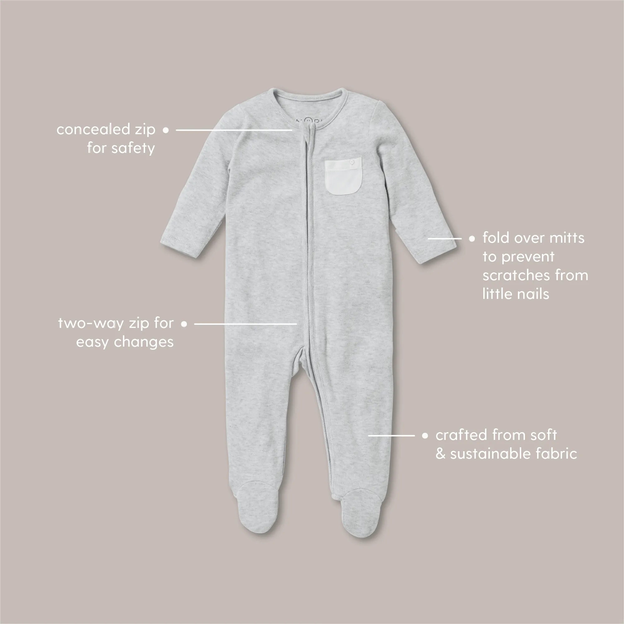 Safari Ribbed Clever Zip Sleepsuit 4 Pack