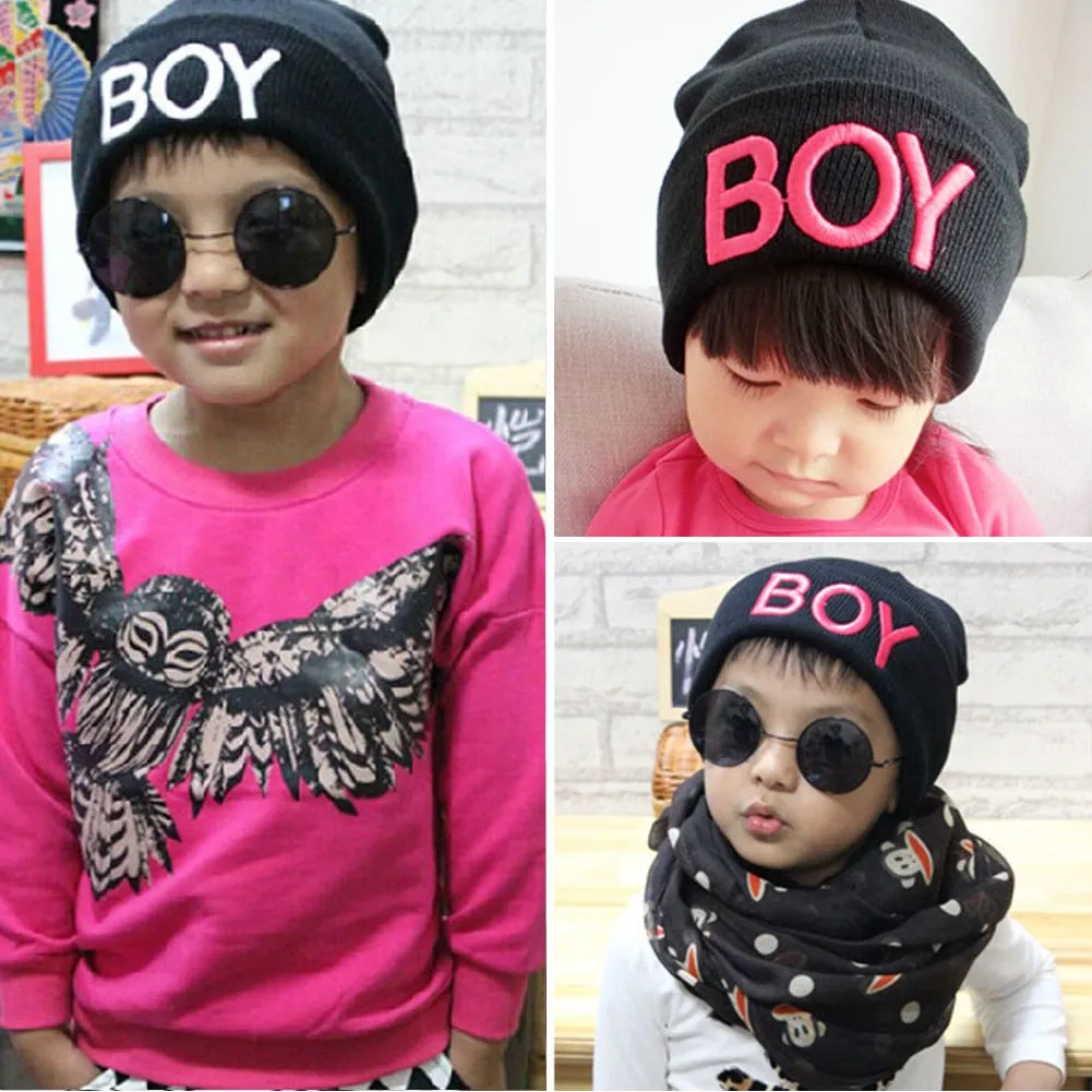 Sidiou Group Hats for  Kids Letter Beanie Baby Caps Ski Knitted Woolen Baby Accessories