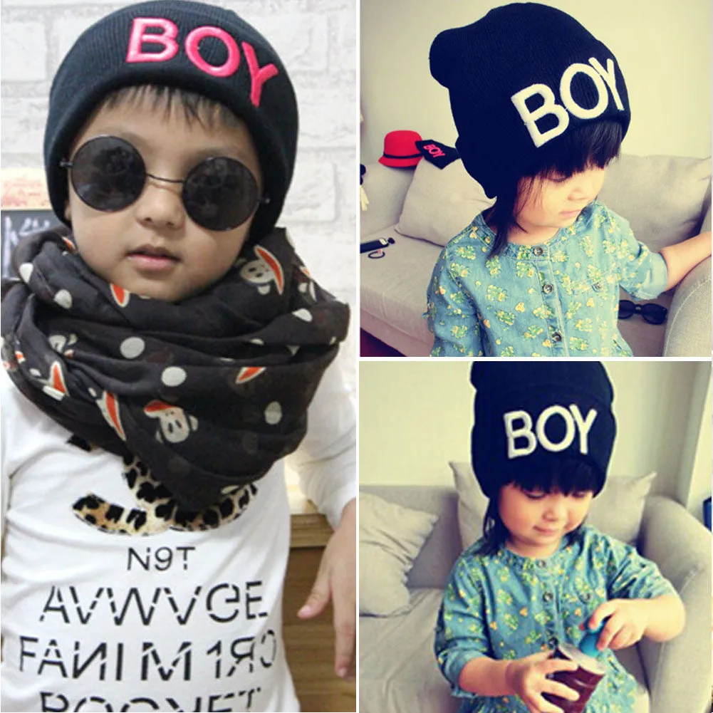 Sidiou Group Hats for  Kids Letter Beanie Baby Caps Ski Knitted Woolen Baby Accessories
