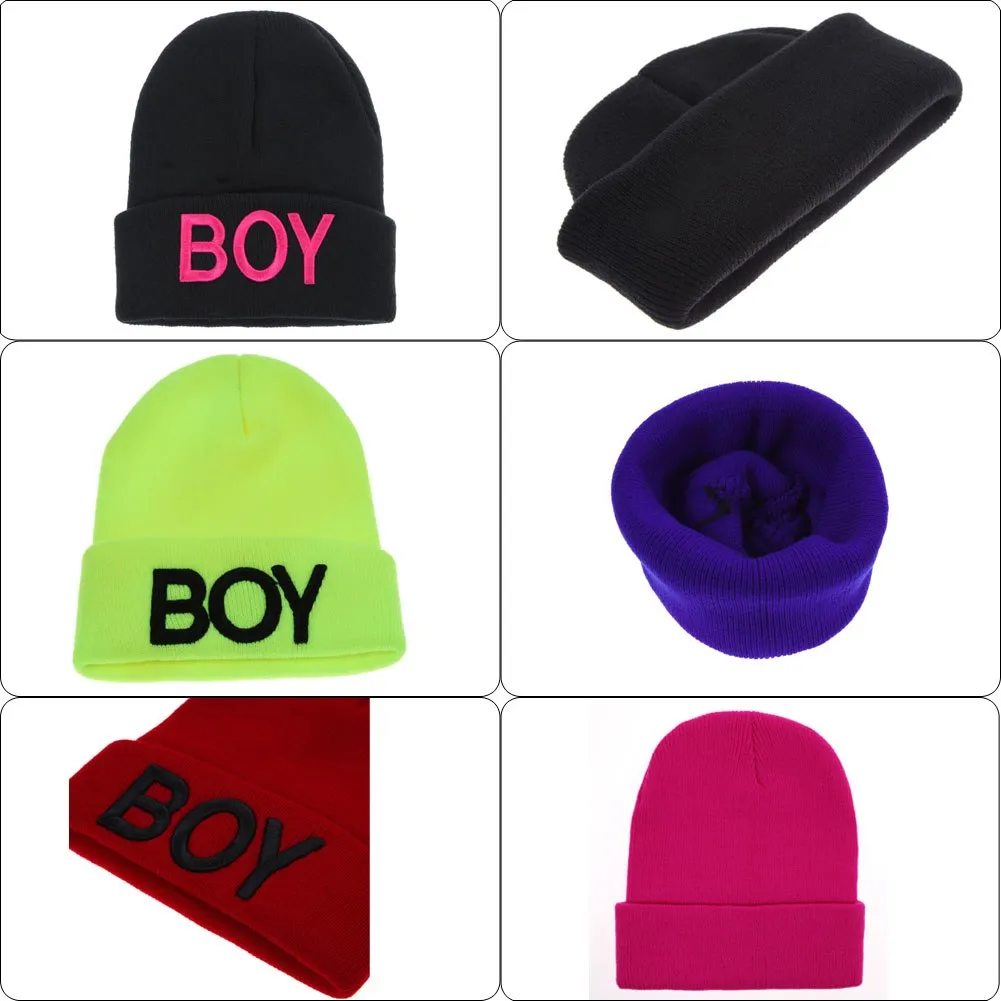 Sidiou Group Hats for  Kids Letter Beanie Baby Caps Ski Knitted Woolen Baby Accessories