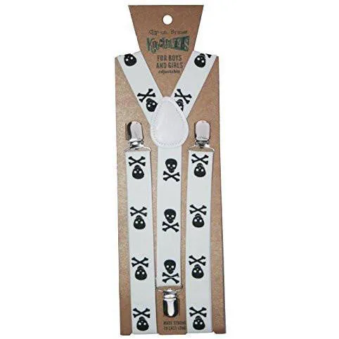 Skulls Stripes Checkered Clip on Kids Suspenders 4 YRS and Up