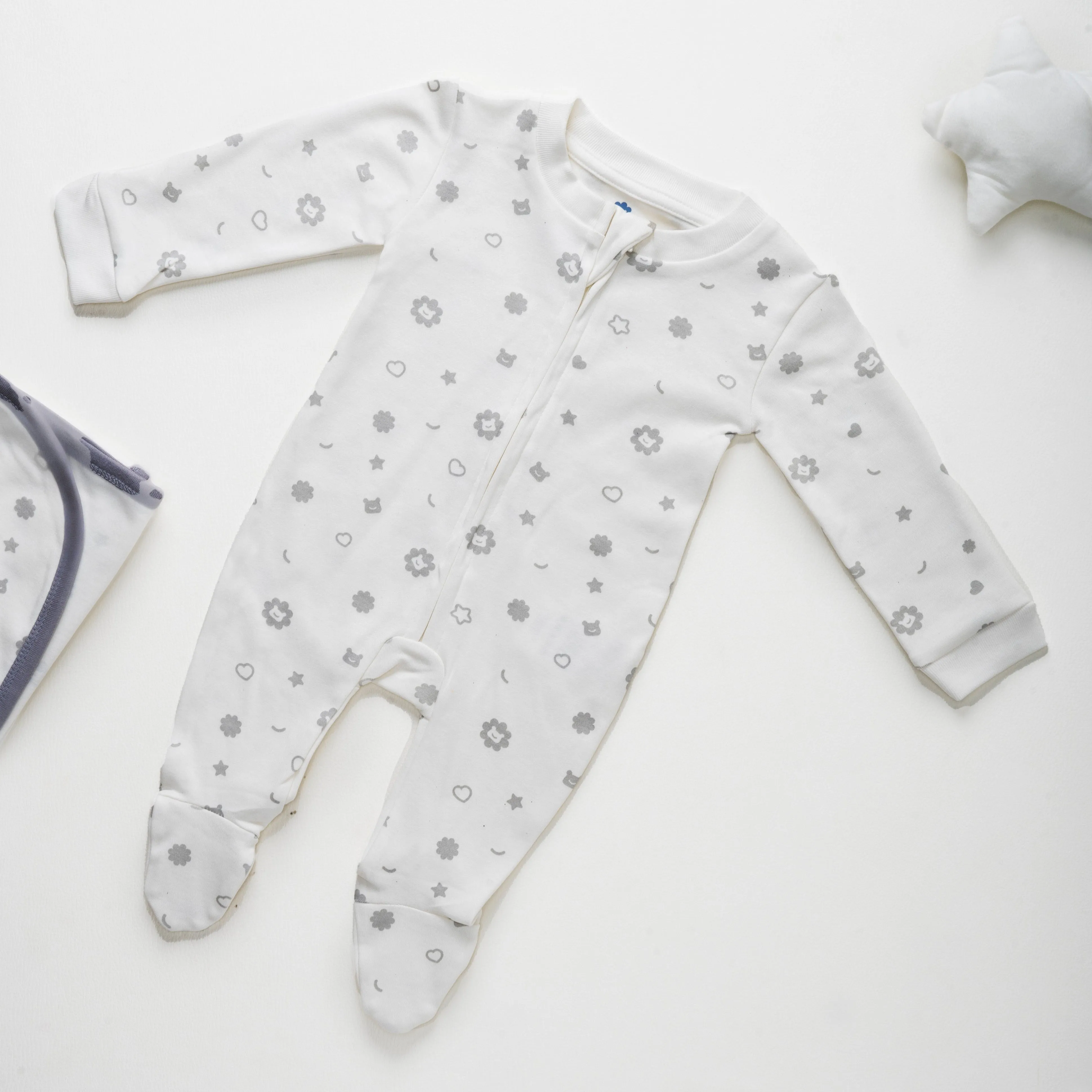 Sleepsuit with Zip - White
