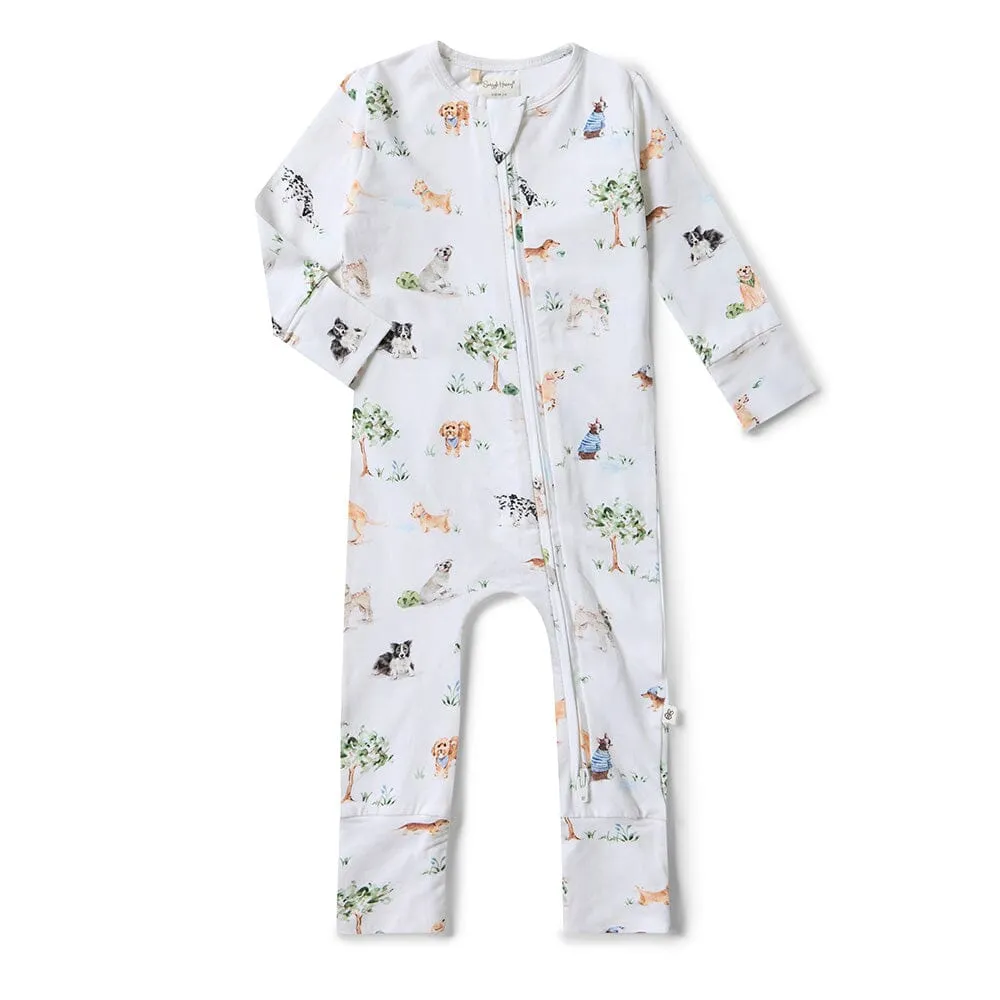 Snuggle Hunny - Organic Snugglesuit Convertible Romper | Dog Park