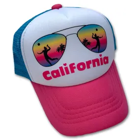 Sol Baby California Shades Volleyball Sunset Snapback Mesh Trucker Hat - Beach Baseball Cap for Infants, Toddlers & Youths