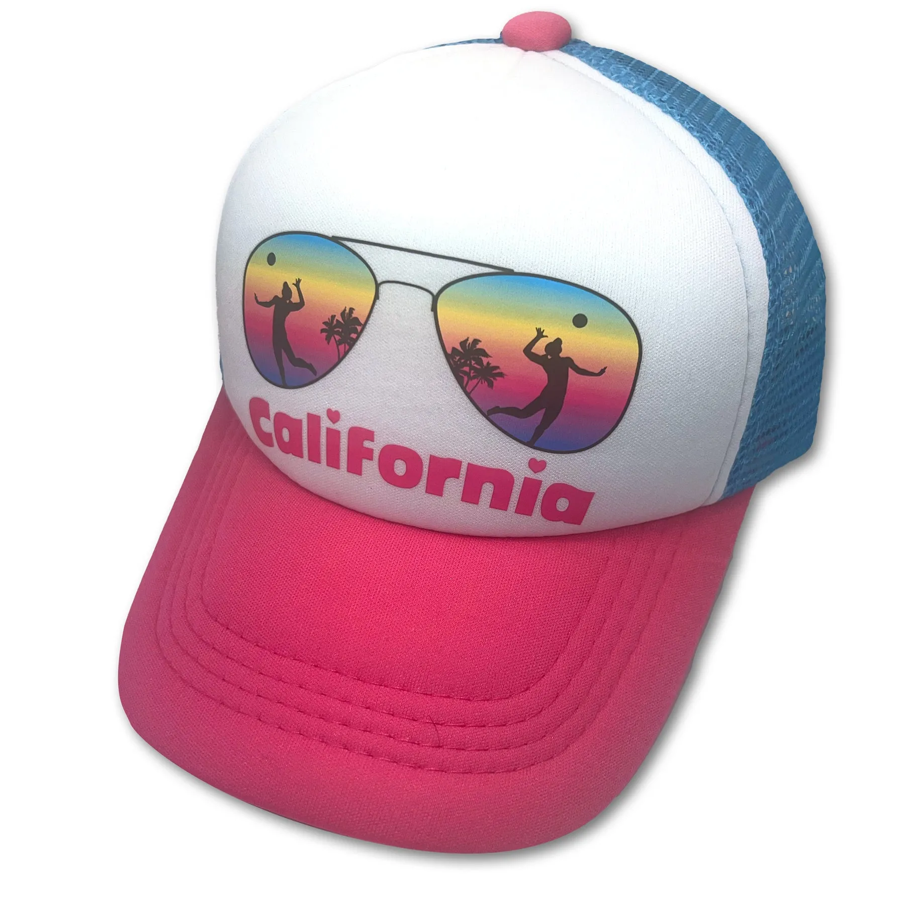 Sol Baby California Shades Volleyball Sunset Snapback Mesh Trucker Hat - Beach Baseball Cap for Infants, Toddlers & Youths