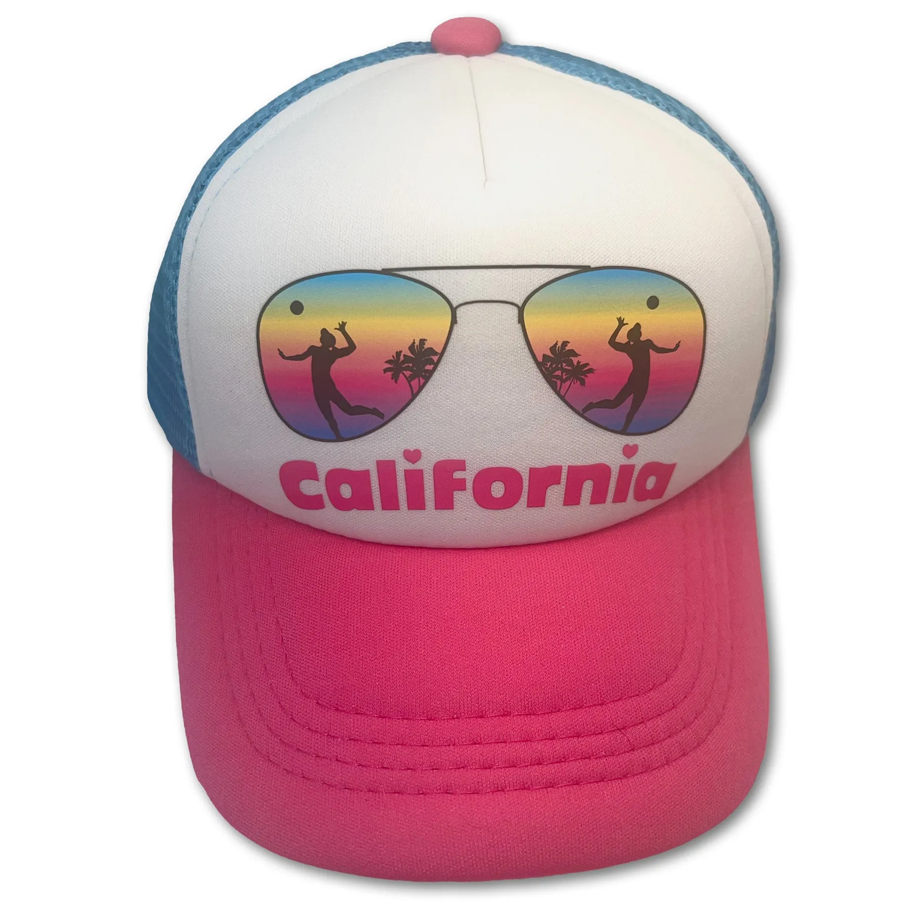 Sol Baby California Shades Volleyball Sunset Snapback Mesh Trucker Hat - Beach Baseball Cap for Infants, Toddlers & Youths