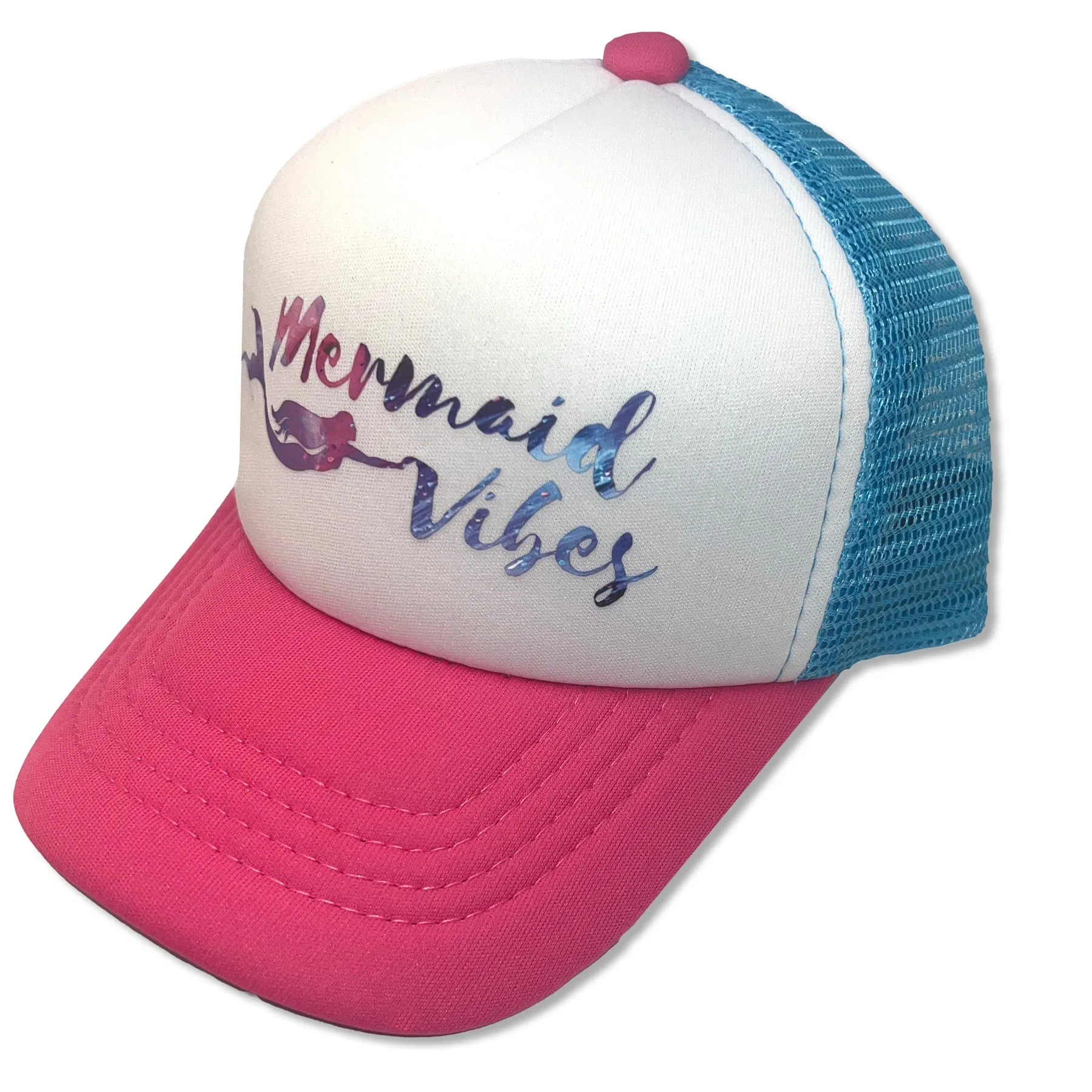 Sol Baby Mermaid Vibes Aqua Pink Trucker Hat