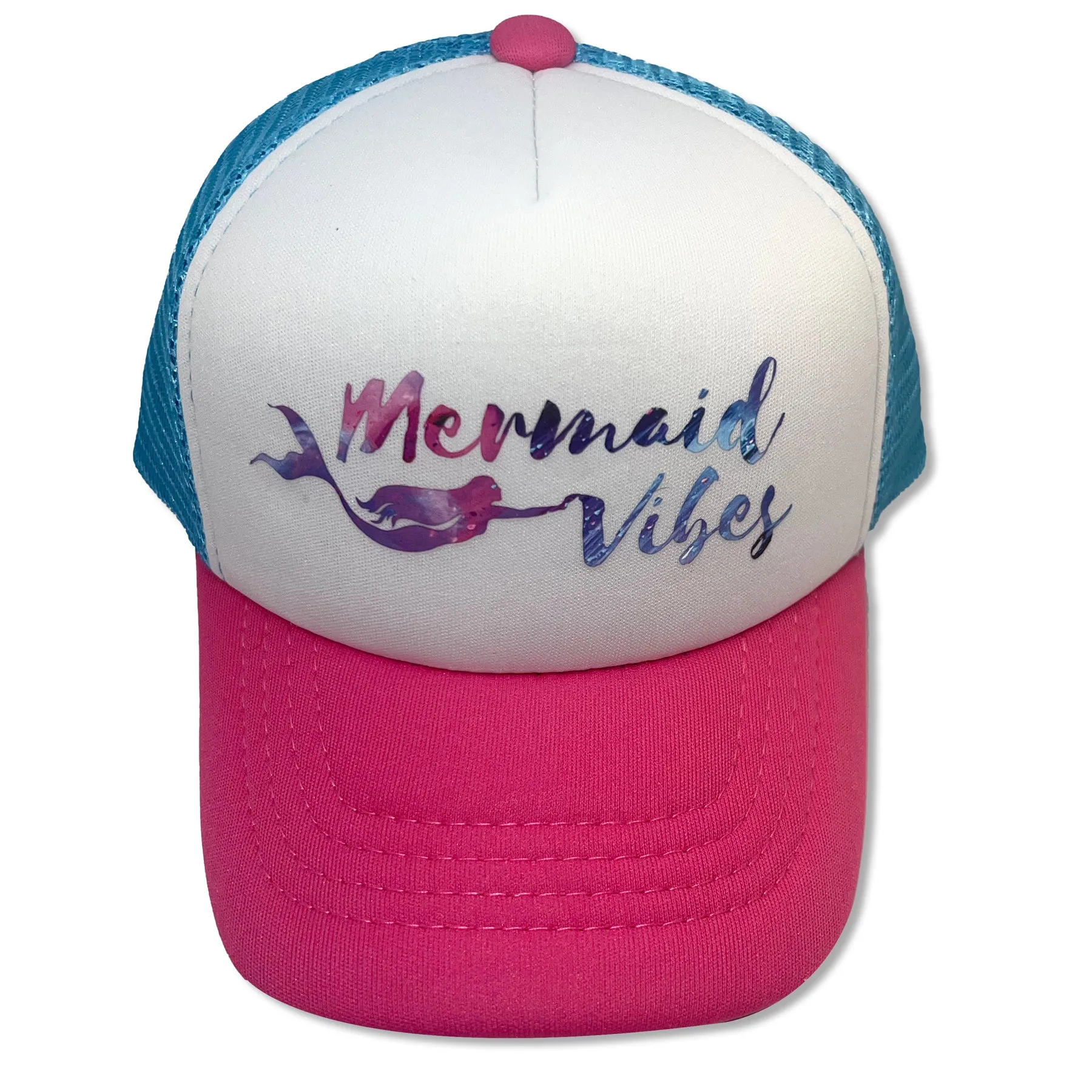 Sol Baby Mermaid Vibes Aqua Pink Trucker Hat