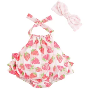 Strawberry Sunsuit & Headband Set