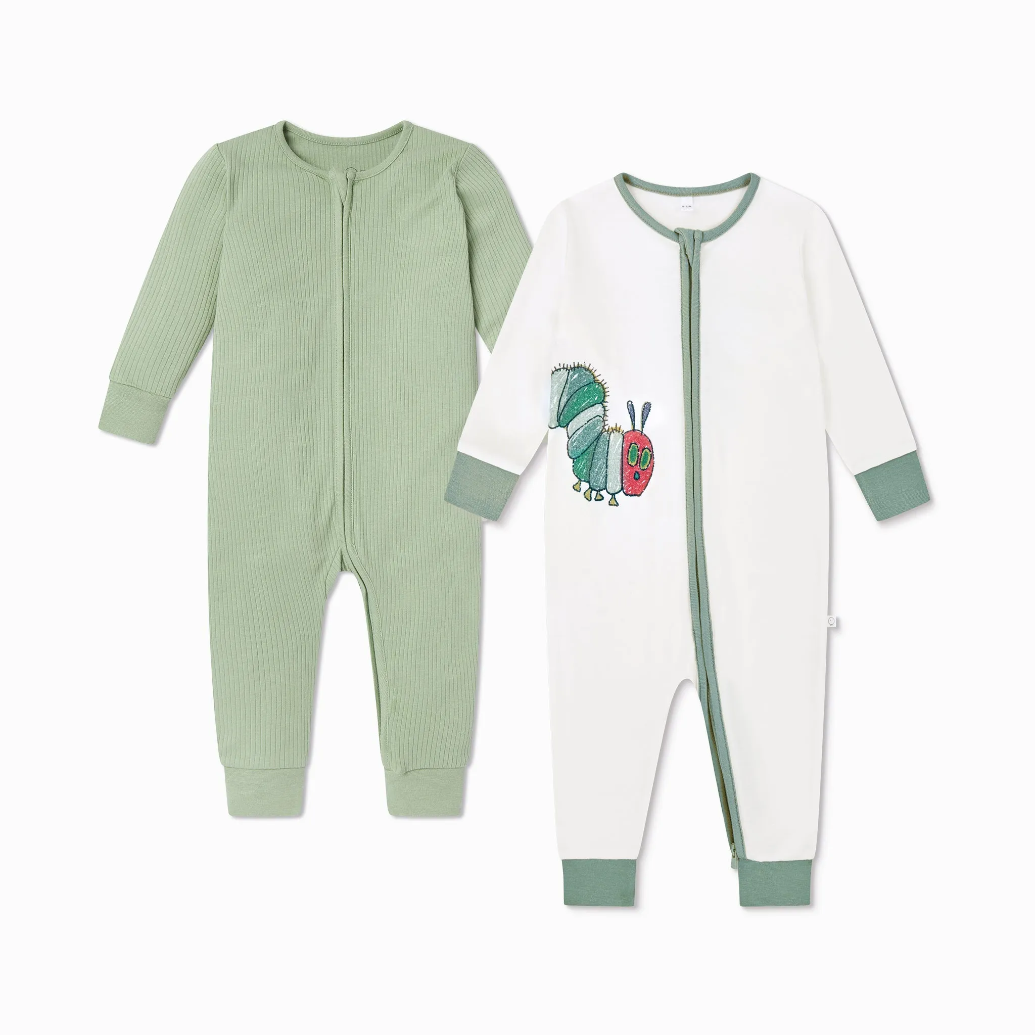 The Very Hungry Caterpillar & Ribbed Clever Zip Sleepsuit 2 Pack