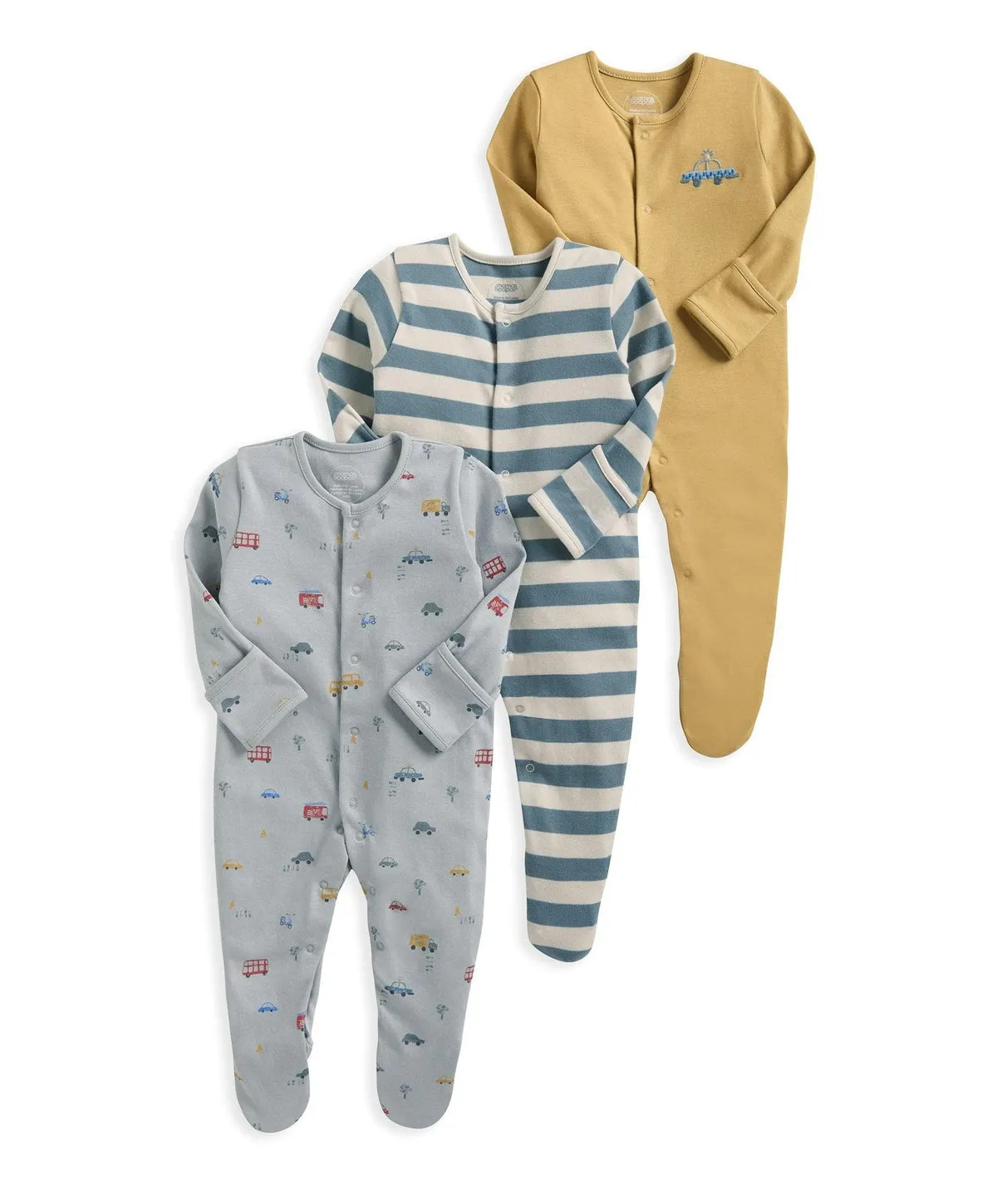 Transport Sleepsuits Pack of 3