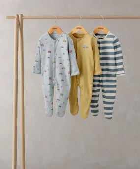 Transport Sleepsuits Pack of 3