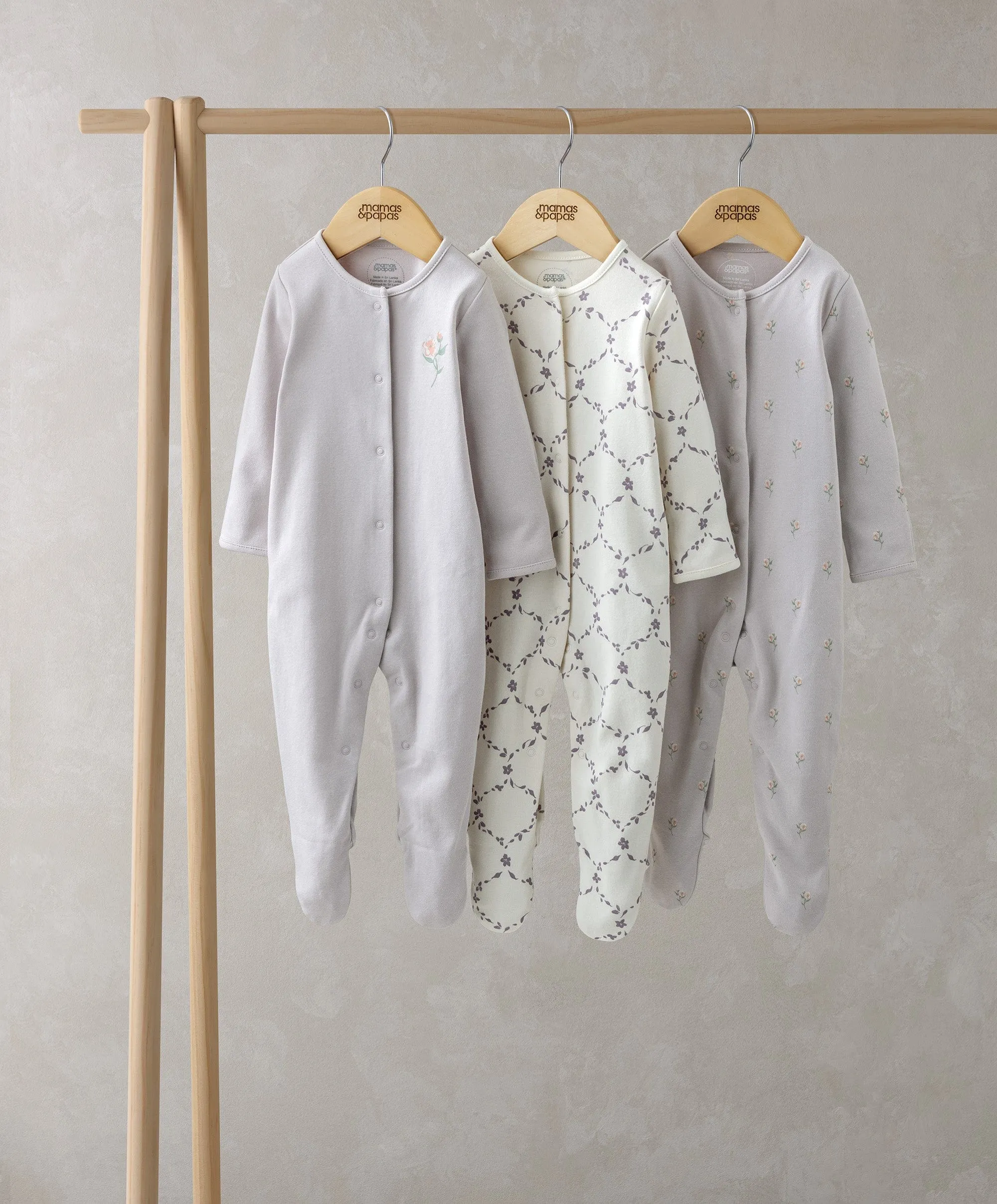 Trellis Print Sleepsuites (Set of 3)