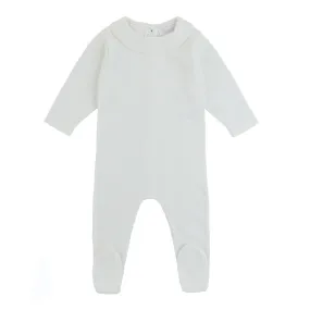 Trim Knit Footie - White
