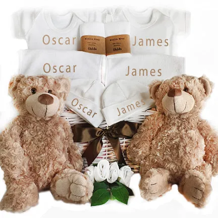 Twins Personalised Baby Gift Basket