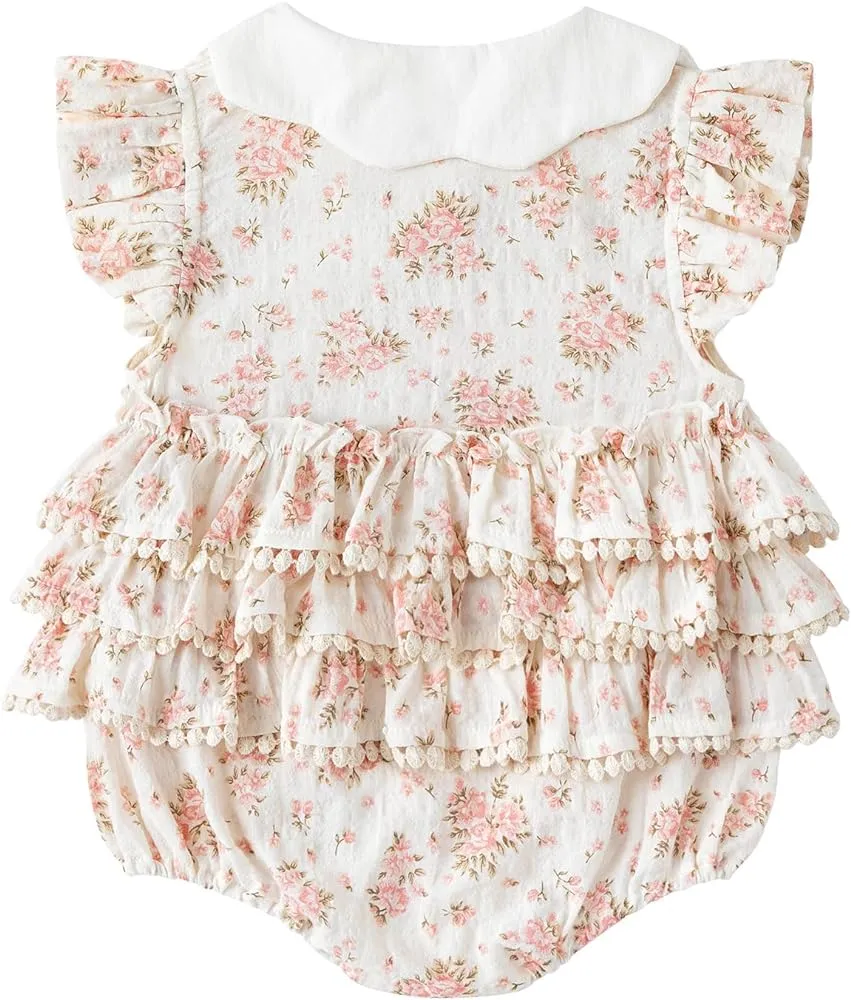 Vintage Floral Romper (Pink)