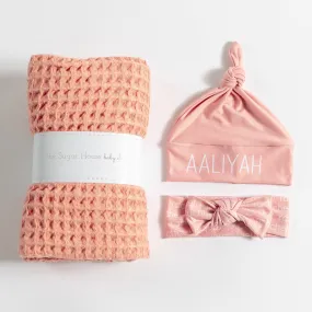 Waffle Blanket Set - Apricot