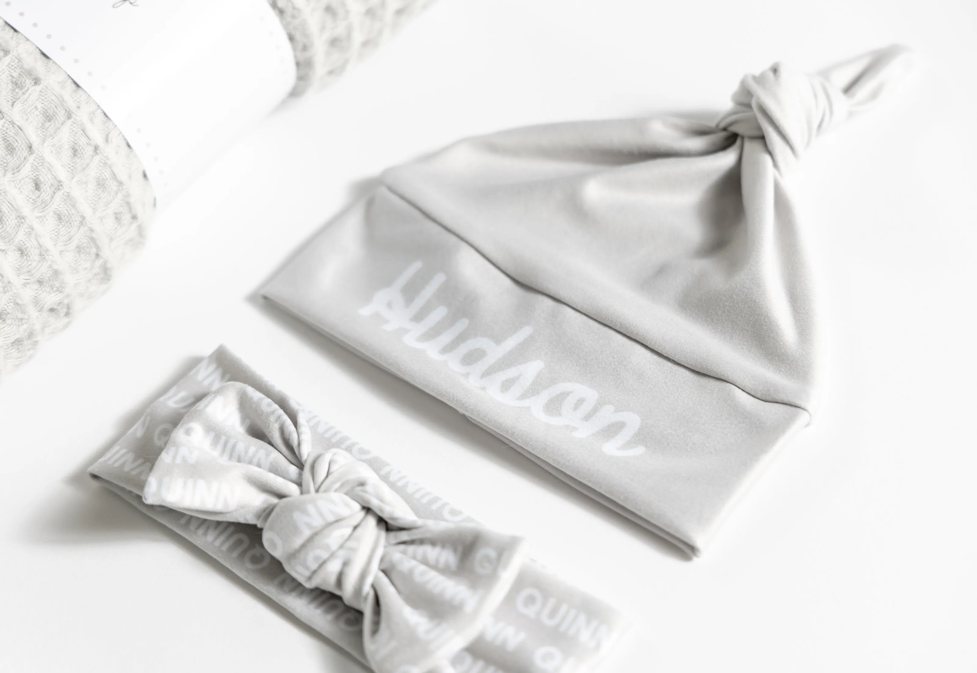 Waffle Blanket Set - Light Grey