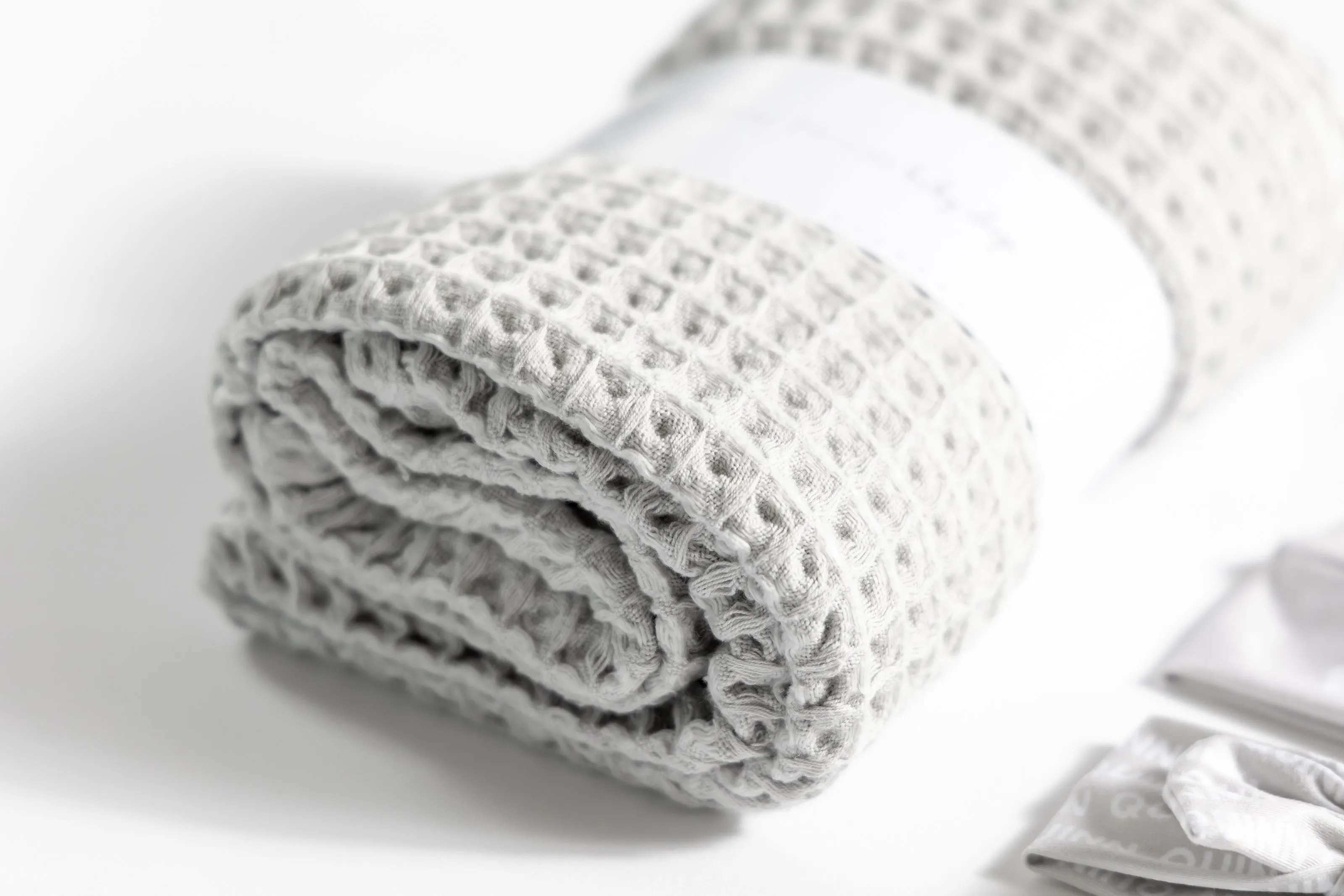 Waffle Blanket Set - Light Grey