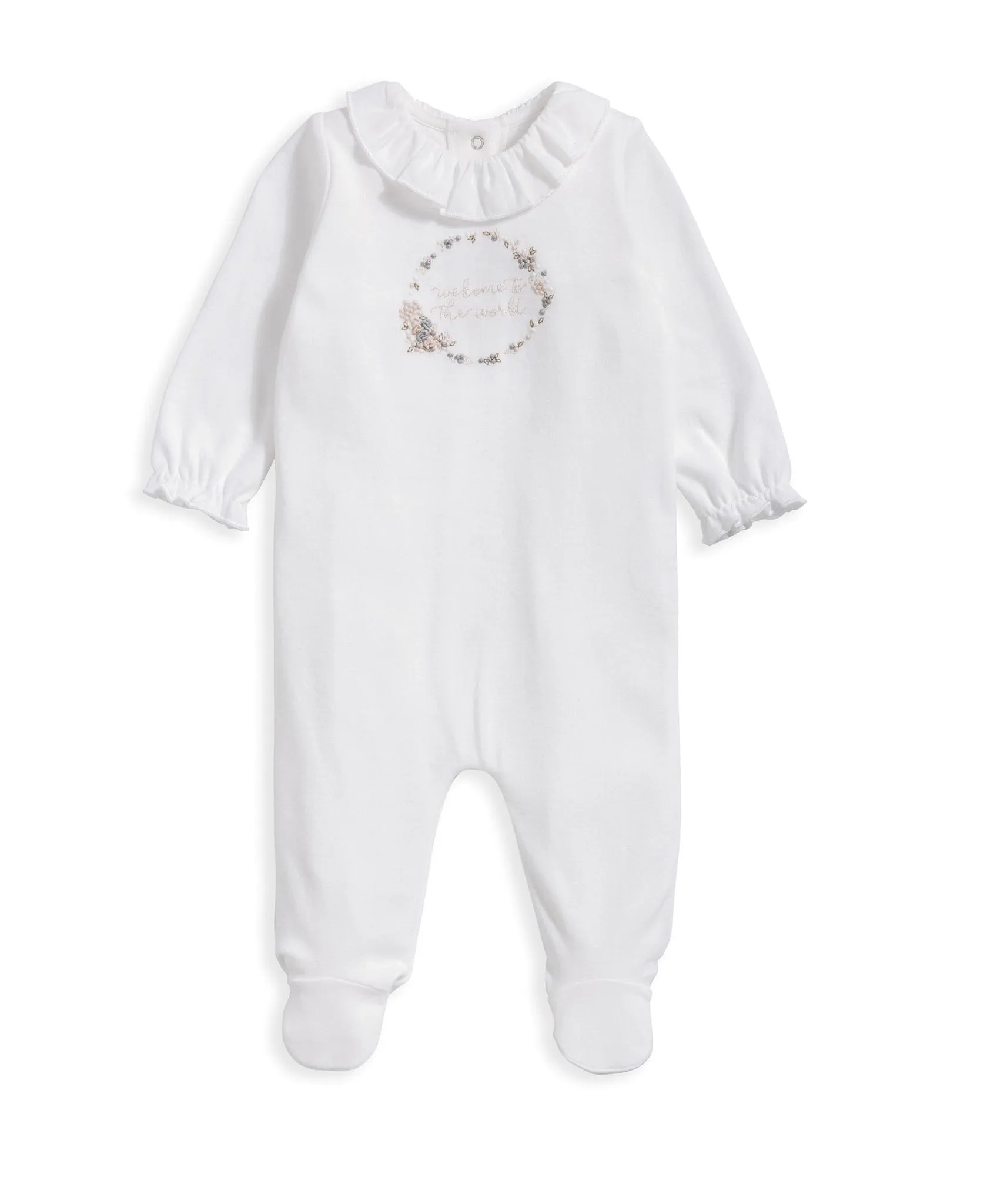 Welcome To The World Sleepsuit - White