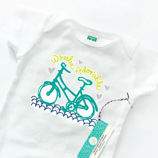 Wheelie Adorable Bicycle Newborn Baby Gift Set - Organic Cotton Onesie (0-3M)   Newborn Baby Hat