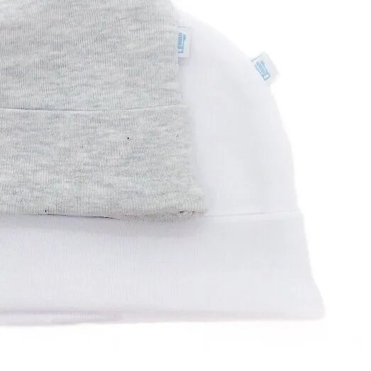 White and Grey Baby Hat 2 Pack