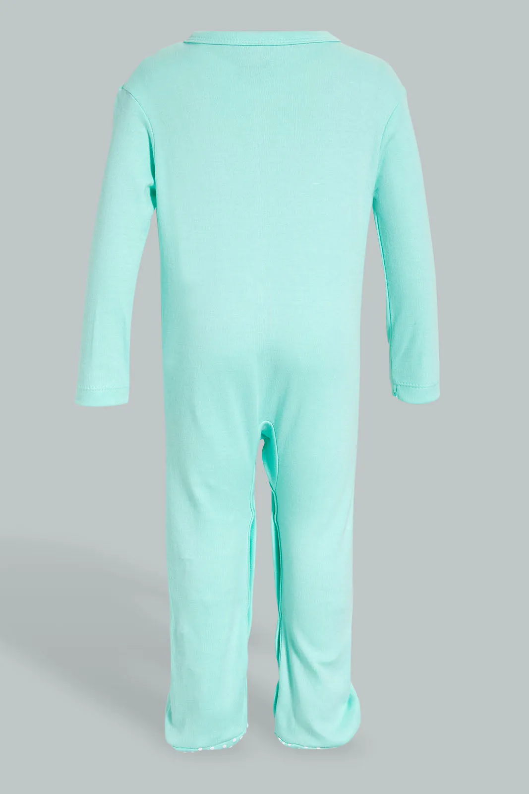White And Mint Printed Sleepsuit Set (3 Piece)