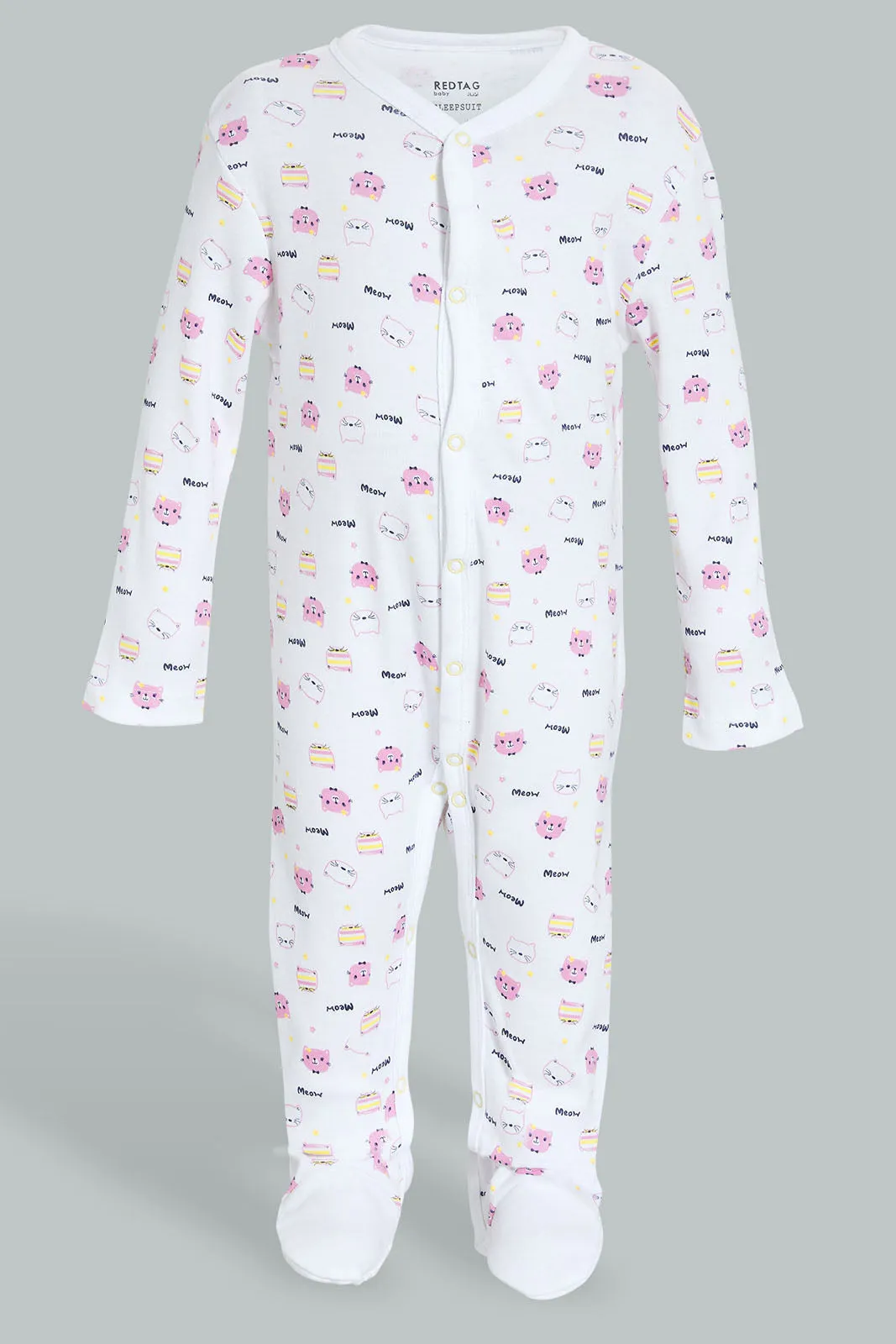 White And Mint Printed Sleepsuit Set (3 Piece)