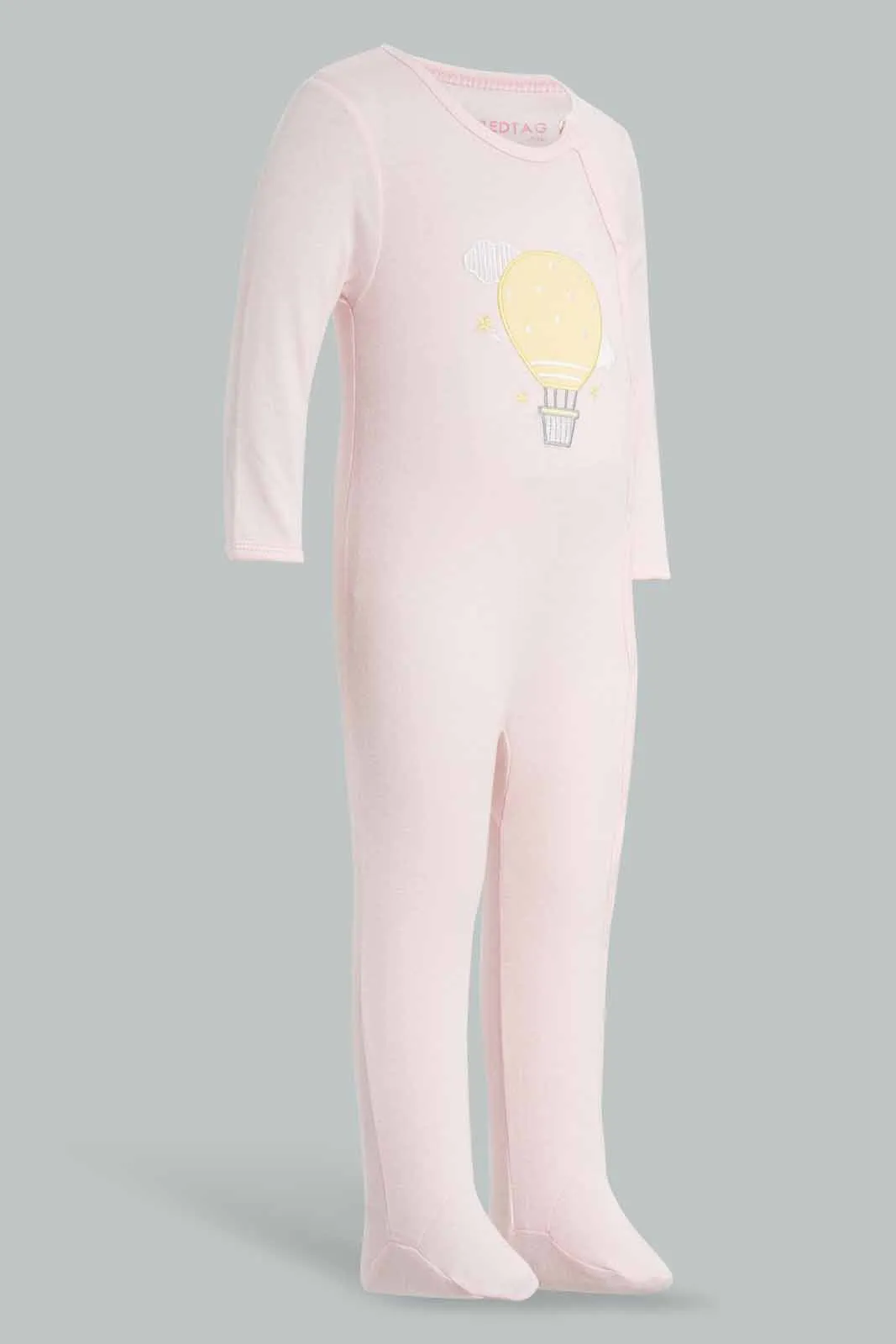 Yellow And Pink Sleepsuit Set For Babies (Pack of 2)