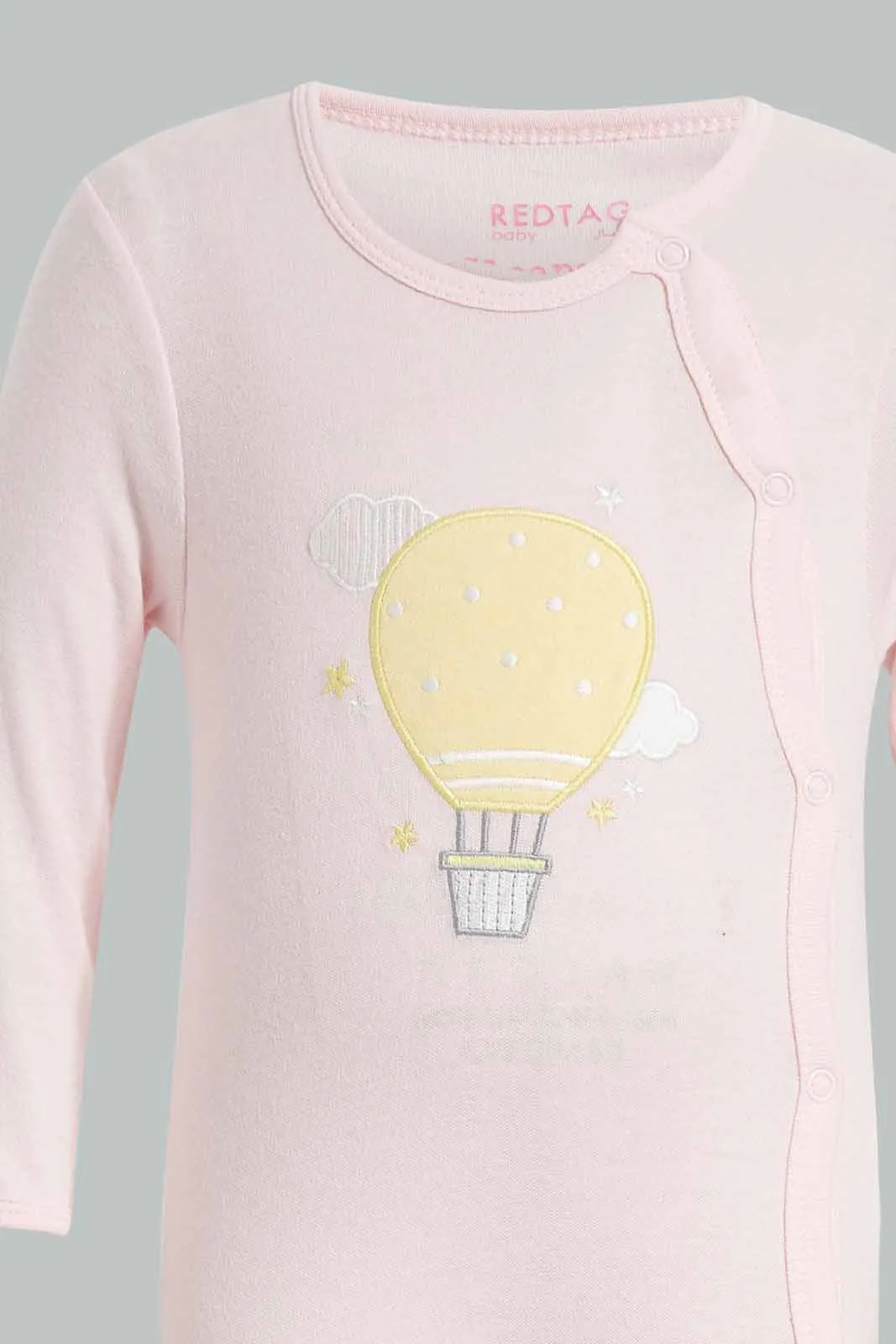 Yellow And Pink Sleepsuit Set For Babies (Pack of 2)