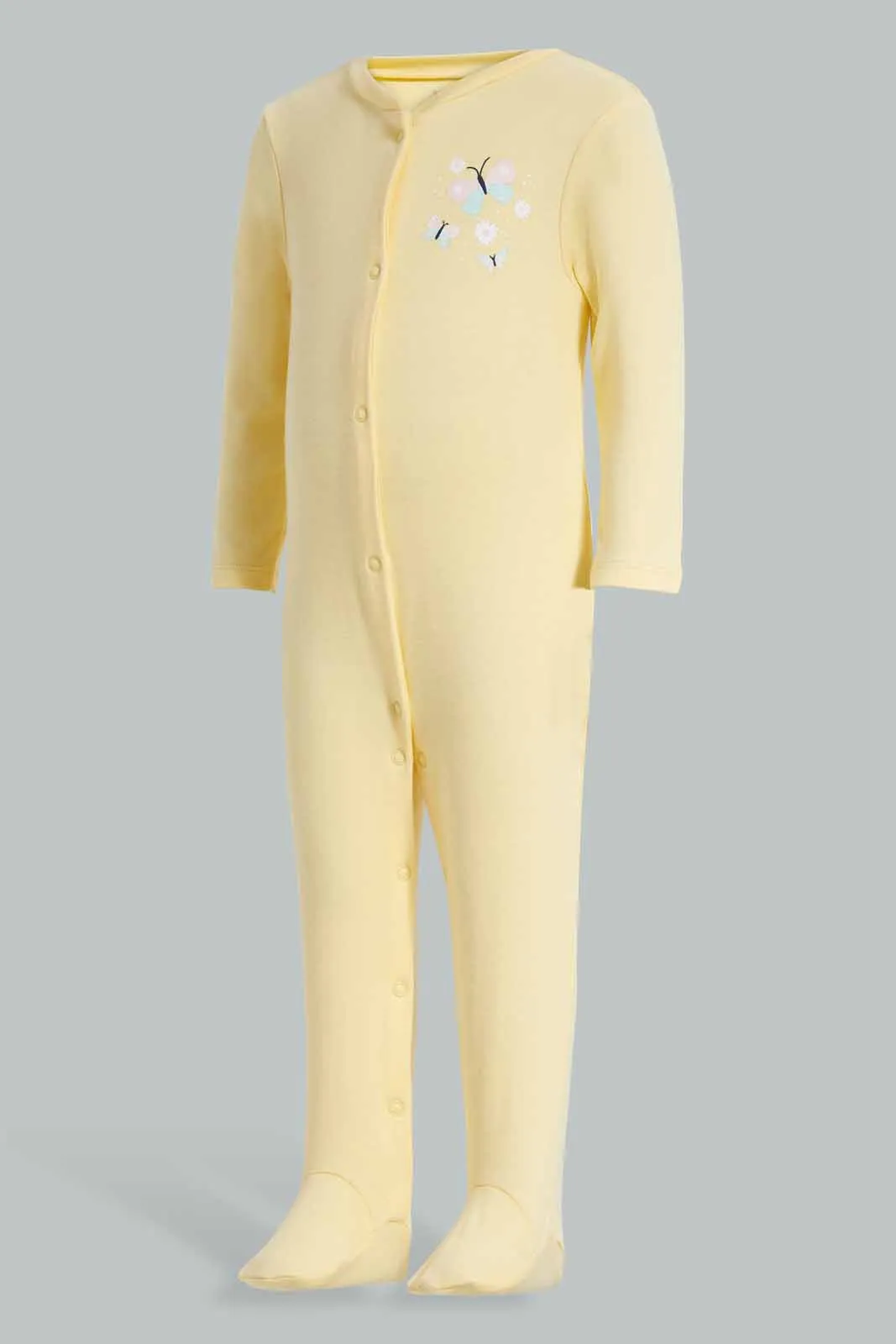 Yellow And White Sleepsuit Set For Babies (Pack Of 3)