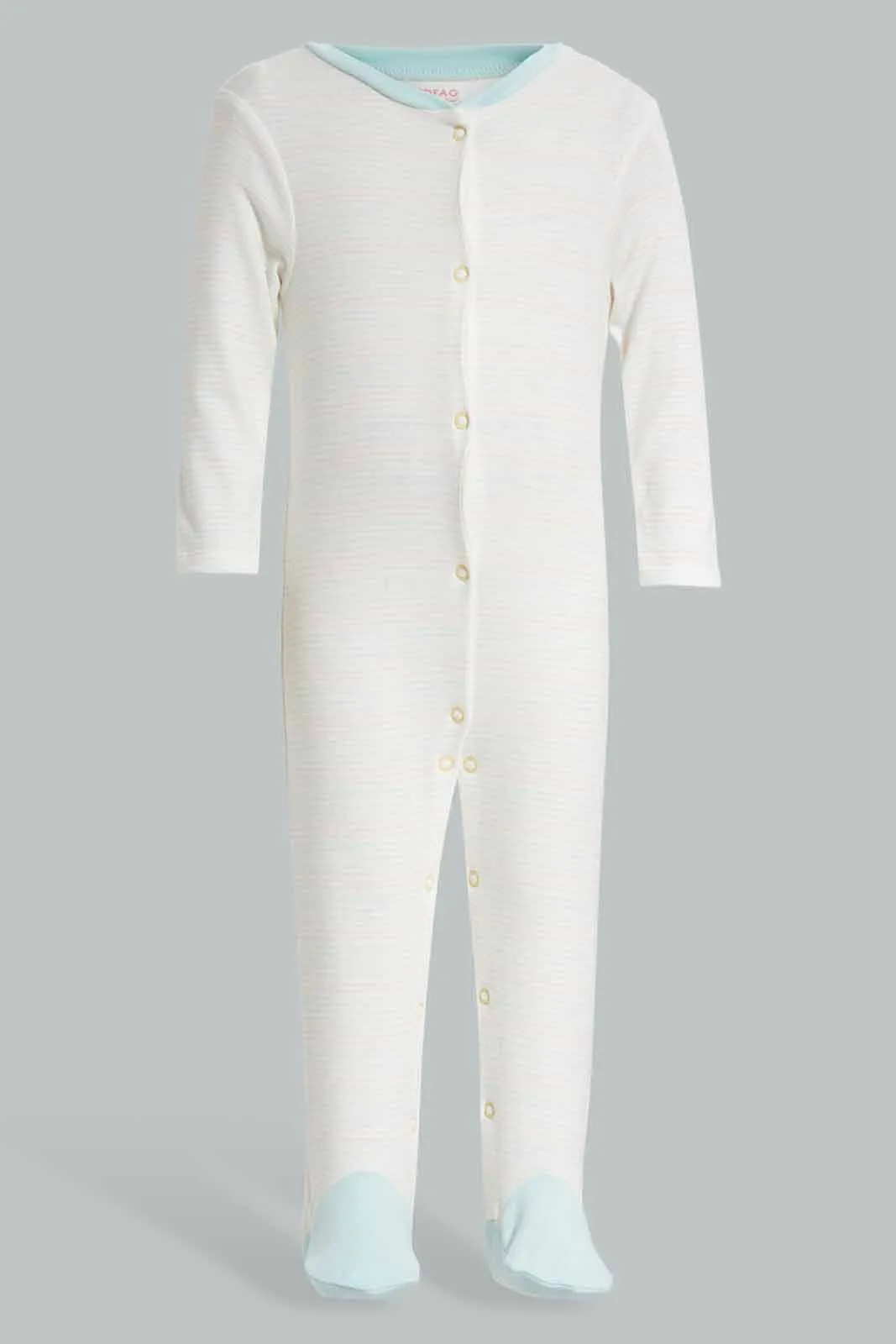 Yellow And White Sleepsuit Set For Babies (Pack Of 3)
