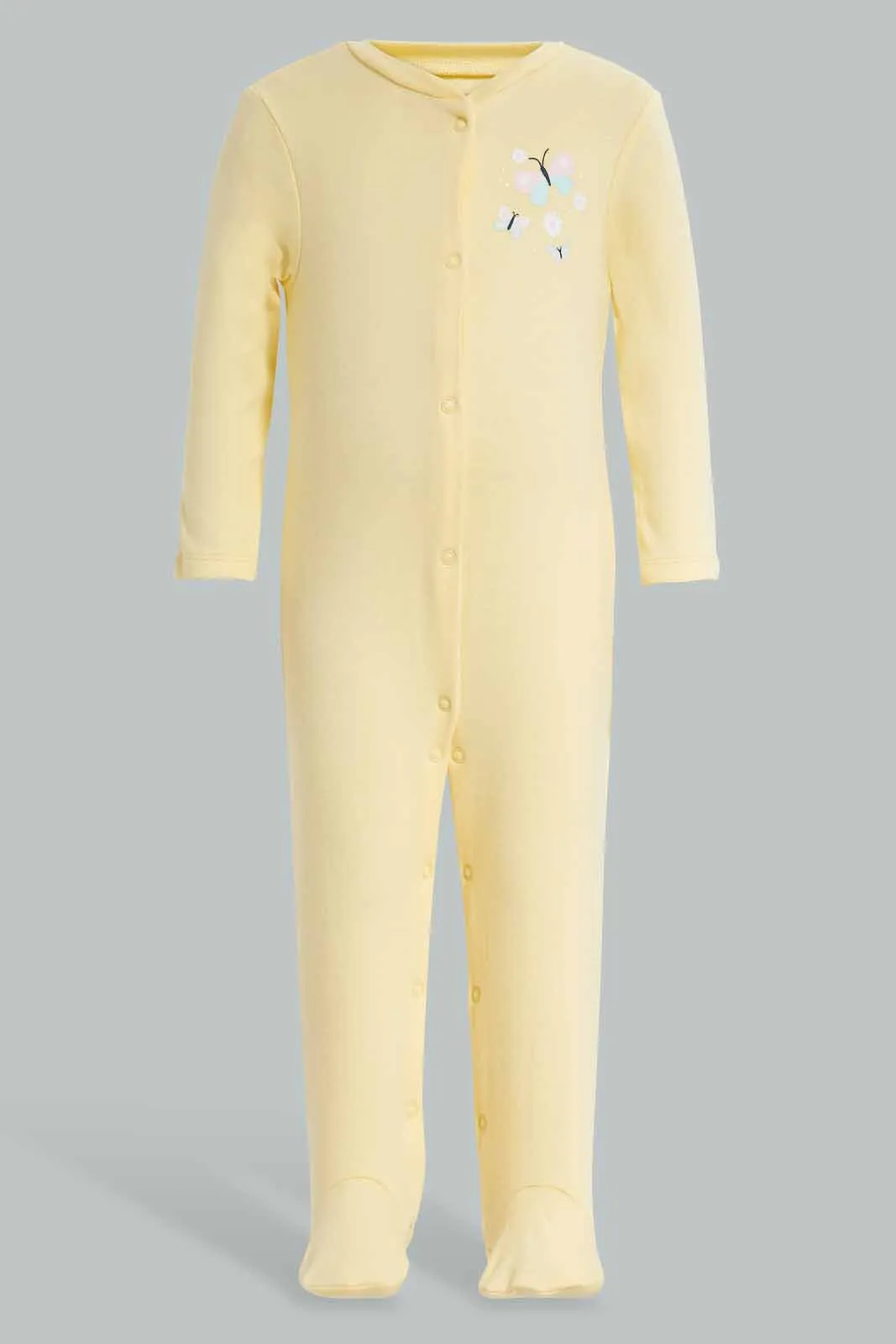Yellow And White Sleepsuit Set For Babies (Pack Of 3)