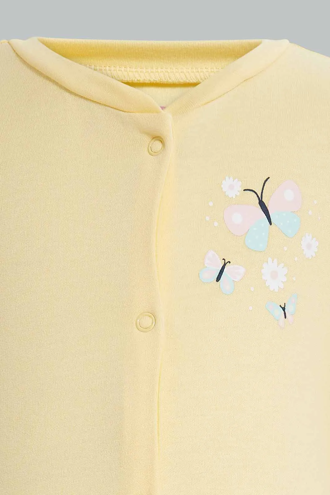 Yellow And White Sleepsuit Set For Babies (Pack Of 3)