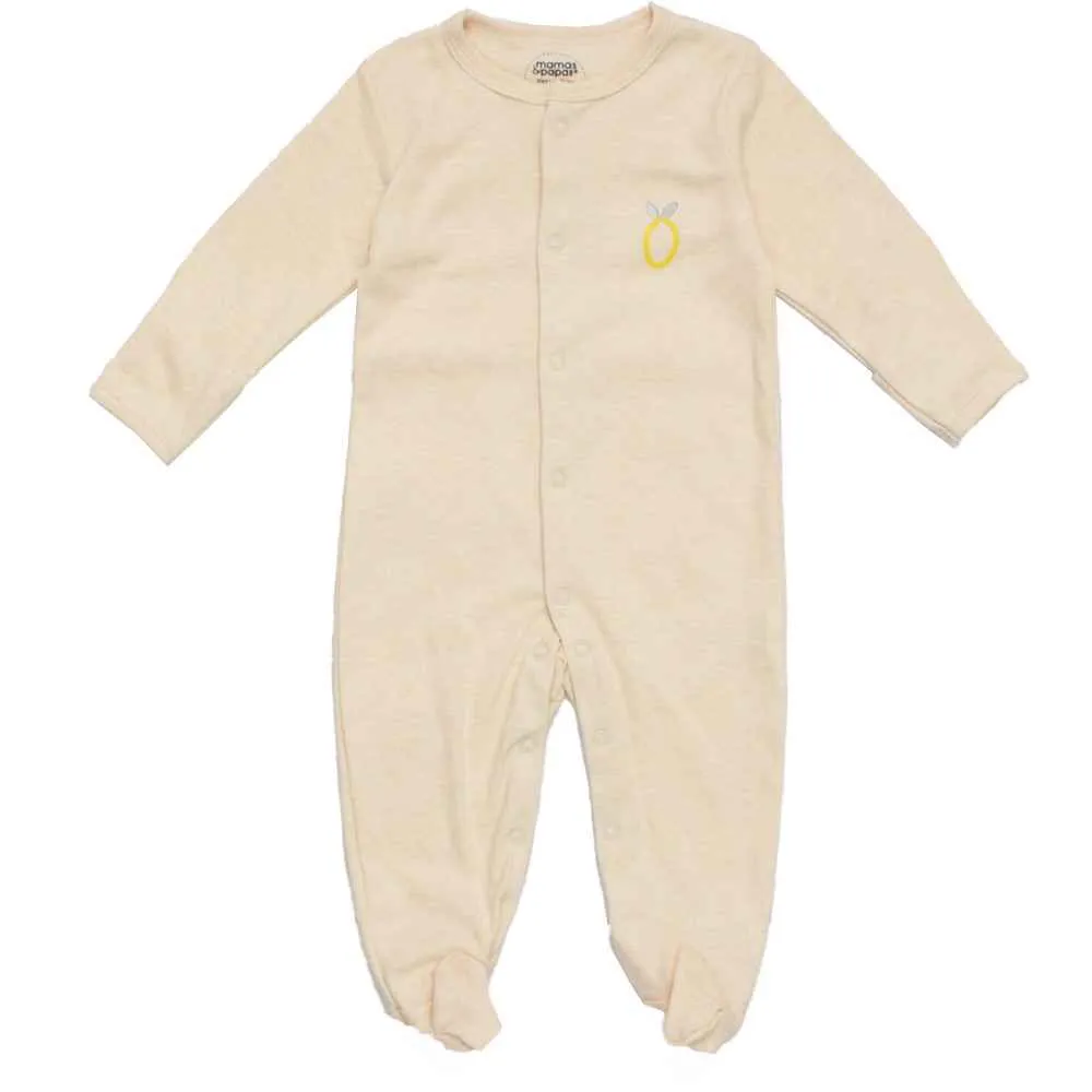 Yellow Polka Dots Printed Footsie With Folded Mittens- Pack Of 3