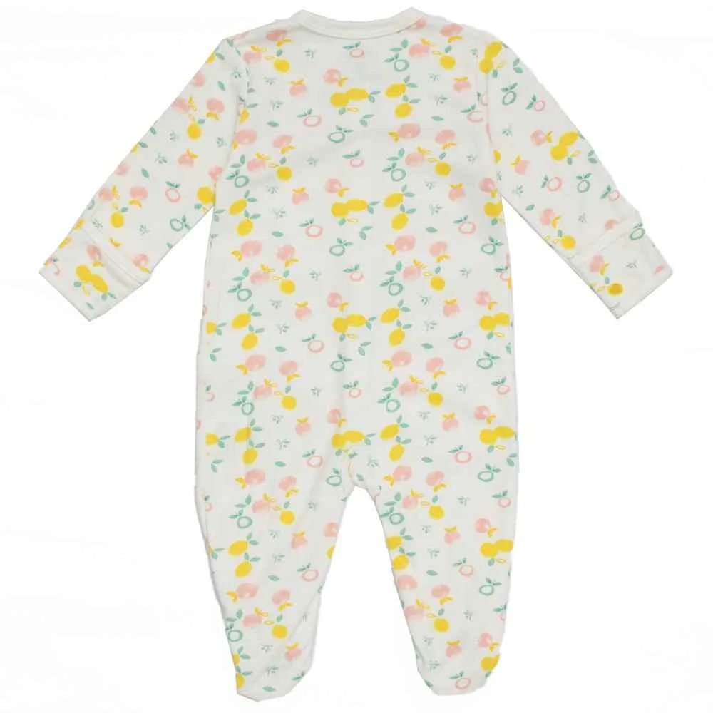 Yellow Polka Dots Printed Footsie With Folded Mittens- Pack Of 3